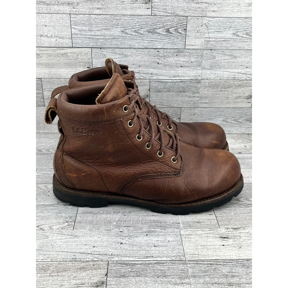 LL Bean Mens 296506 Waterproof Leather‎ Work Boots Brown Size 9 Wide